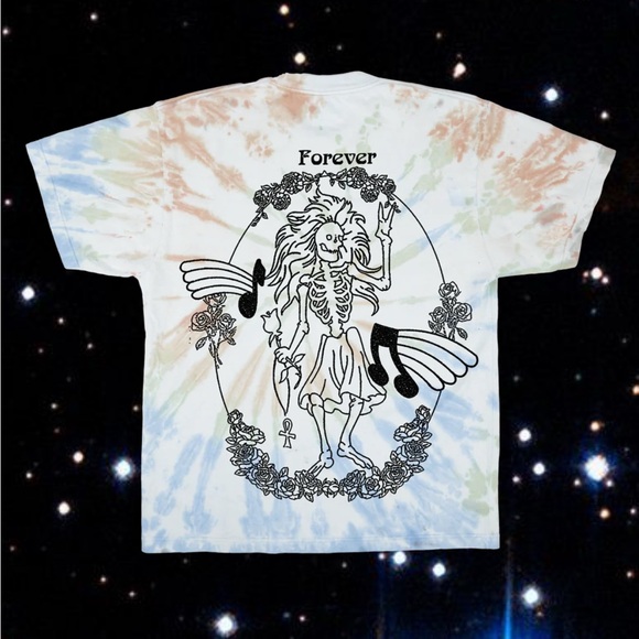 ONLINE CERAMICS- NEW- Tie-Dye Jerry Garcia ROSEBUD Graphic T-Shirt - Picture 2 of 11